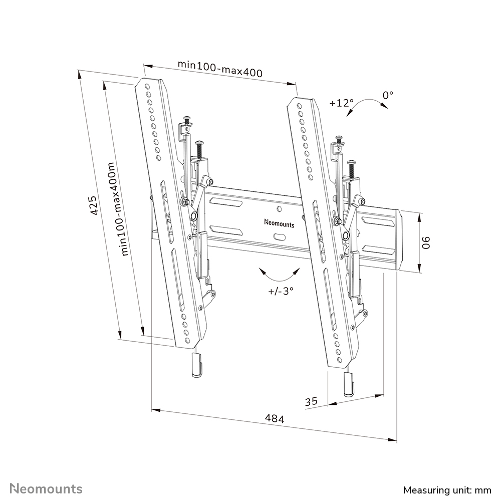 Neomounts WL35S-850BL14 Support pour écran mural 32-75" - inclinable - verrouillable - installation rapide